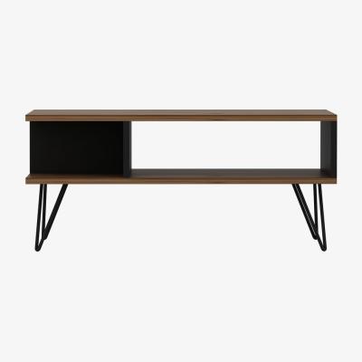 Vivense Betroya Milestone Coffee Table, Dark Wood and Black