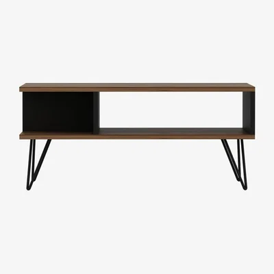 Vivense Betroya Milestone Coffee Table, Dark Wood and Black