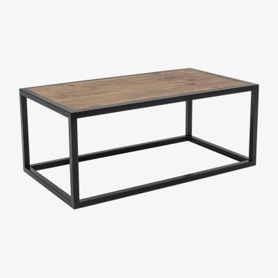 Vivense Matis Metal Leg Coffee Table, Dark Wood & Black