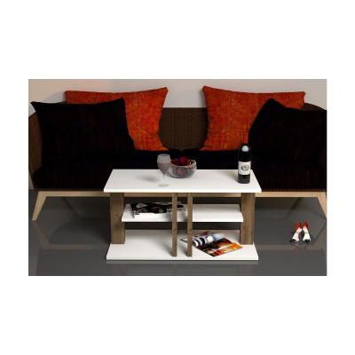 Vivense Kaem Maxi Coffee Table, White & Dark Wood