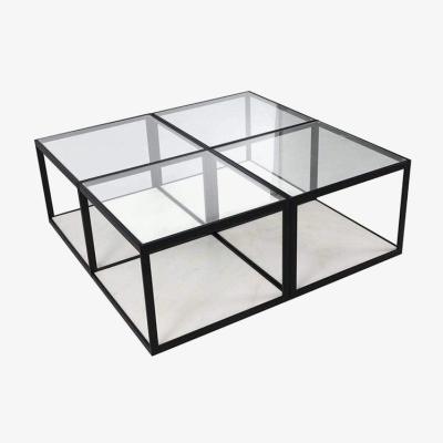 Vivense Meteo 4 Piece Modular Coffee Table, Black