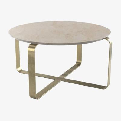 Vivense Alonzo Marble Coffee Table, Beige & Vintage Brass