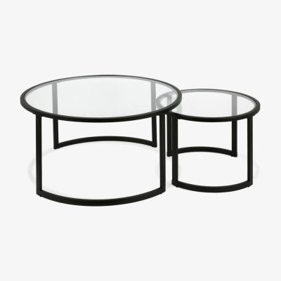 Vivense Lash 2 Piece Coffee Table, Black