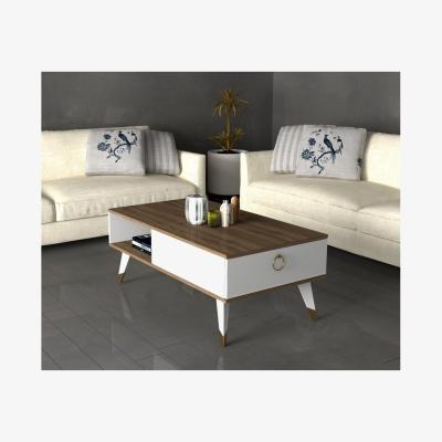 Vivense Delux Coffee Table, White & Walnut