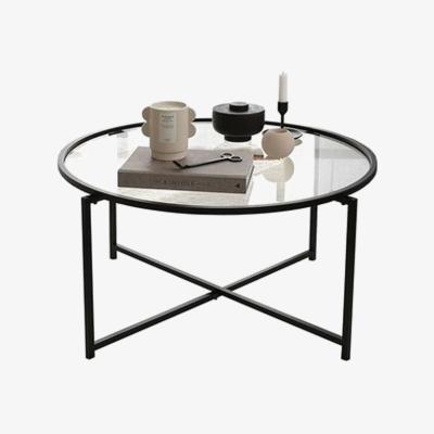 Vivense Neostyle Transparent Glass Coffee Table, Black