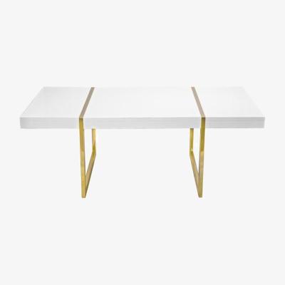 Vivense King Coffee Table, White & Gold