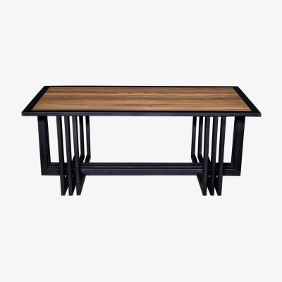 Vivense Artemis Coffee Table, Dark Wood & Black