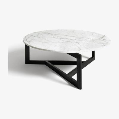 Vivense Vley Marble Coffee Table, White & Black