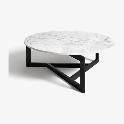 Vivense Vley Marble Coffee Table, White & Black