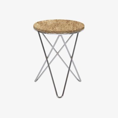 Vivense Stelo Marble Coffee Table, Natural & Chrome