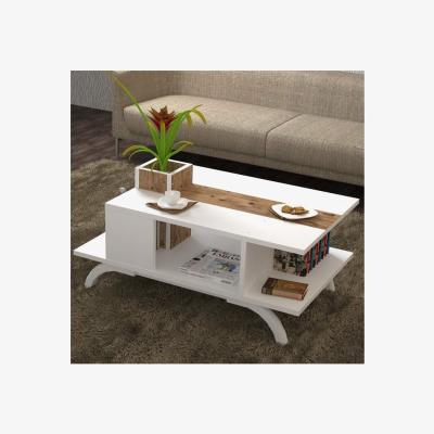 Vivense Inverno Flower Coffee Table, White & Dark Wood