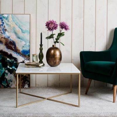 Woods Furniture Alpha Marble Top Coffee Table Square