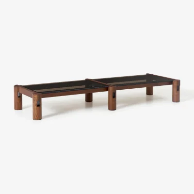 Westwing Oak Wood Coffee Table Rory with Glass Tabletop, W 206 cm