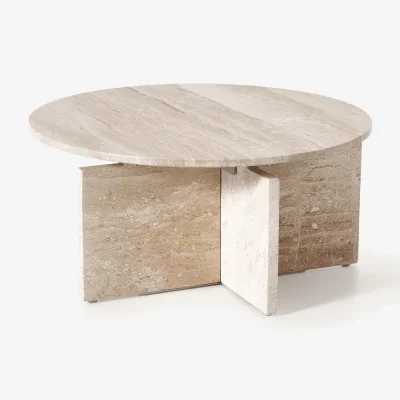 Westwing Round Travertine Coffee Table Marisa