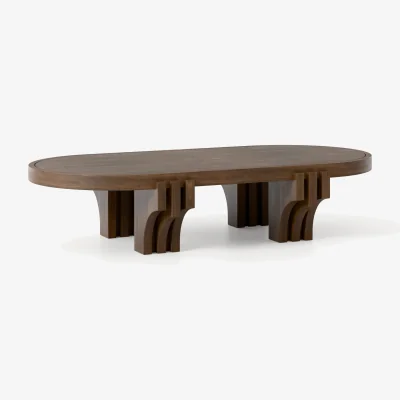 Westwing Oval Oak Wood Coffee Table Nolan