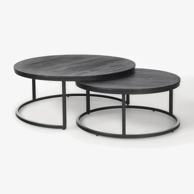 Westwing Round Mango Wood Coffee Tables Andrew, Set of 2