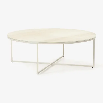 Westwing XL Round Coffee Table Antigua with Marble Effect Glass Top