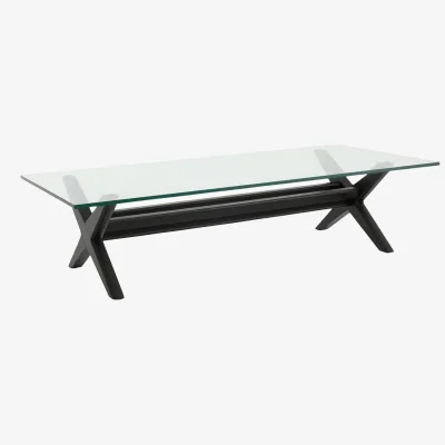 Westwing Mindi Wood Coffee Table Maynor with Glass Top