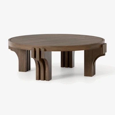 Westwing Round Oak Wood Coffee Table Nolan