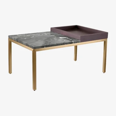 Westwing Coffee Table Forma with Marble Top & Wooden Tray