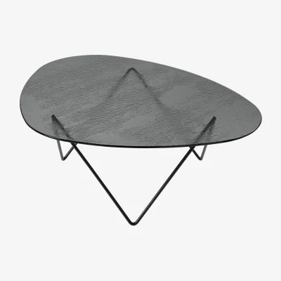 Westwing Handmade Oval Coffee Table Pedrera with Glass Top