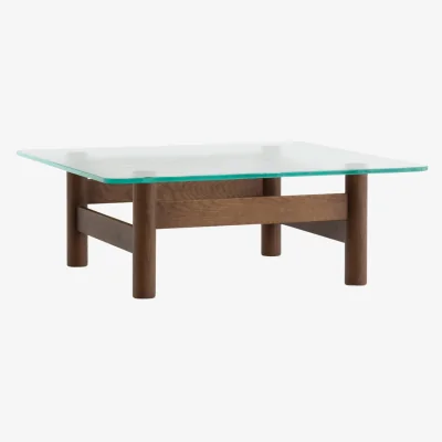 Westwing Oak Wood Coffee Table Brasilia with Glass Top