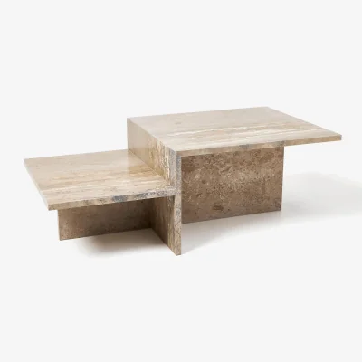 Westwing Travertine Coffee Table Distinct with Two Table Tops