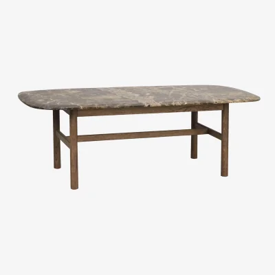 Westwing Oval Marble and Oak Wood Coffee Table Hammond