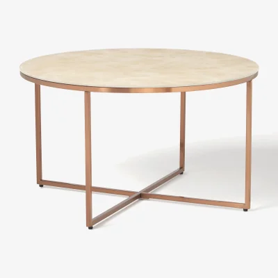 Westwing Round Coffee Table Antigua with Marble Effect Glass Top