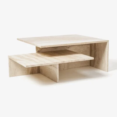 Westwing Travertine Coffee Tables Distinct Grande Duo, Set of 2