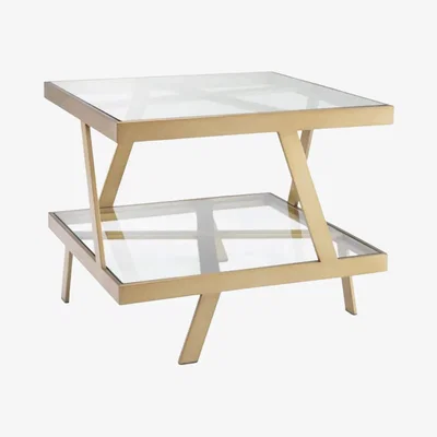 Westwing Metal Coffee Table Billinghurst with Glass Top & Shelf