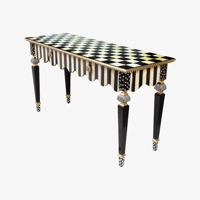 Amara MacKenzie-Childs - Courtly Stripe Console Table - Black/White