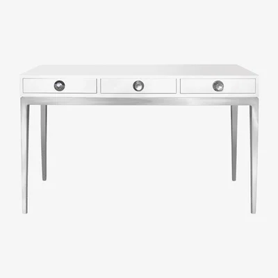 Amara Jonathan Adler - Channing Console - White/Polished Nickel - 3 Drawer