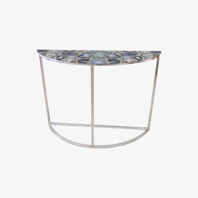 Artisanti Meso Agate Curved Half Moon Console Table