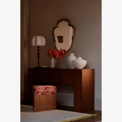 Anthropologie Omari Carved Oak Console Table