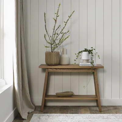 Arighi Bianchi Highgate Rustic Oak Console Table With Shelf