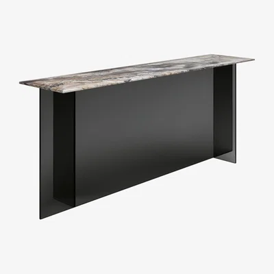 Barker and Stonehouse Tonelli Sestante Stone Console Table 150 x 40 x H73cm, Black | Barker & Stonehouse