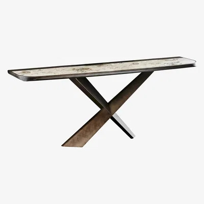 Barker and Stonehouse Cattelan Terminal Keramik Console Table, Brushed Bronze