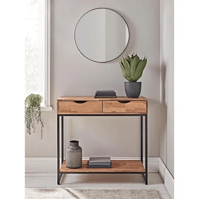 Cox and Cox Oak Two Drawer Console Table