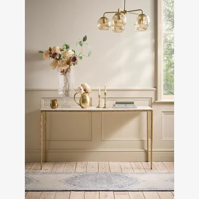 Cox and Cox Marble & Textured Brass Console Table