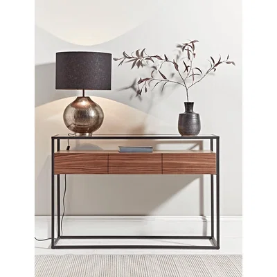 Cox and Cox Walnut & Glass Console Table
