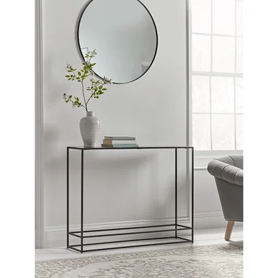 Cox and Cox NEW Textured Topped Metal Console - Burnished Silver