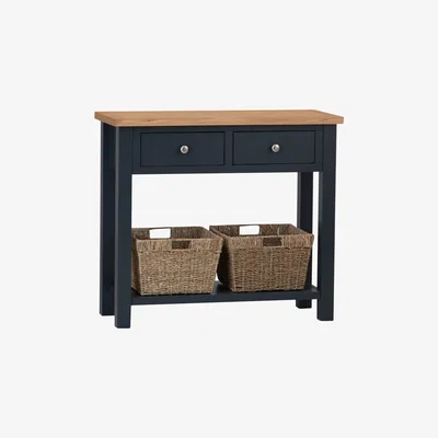 Chiltern Oak Furniture Salisbury Blue Painted Oak Console Table with Baskets