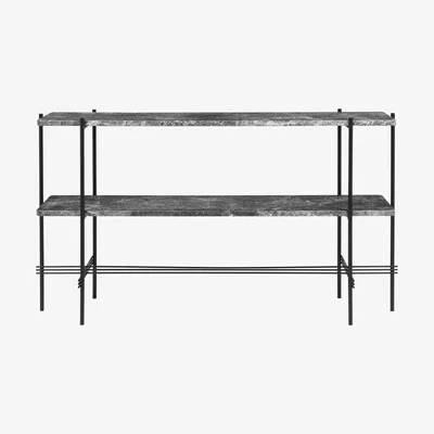The Conran Shop TS Double Rack Console Grey Marble & Black Base