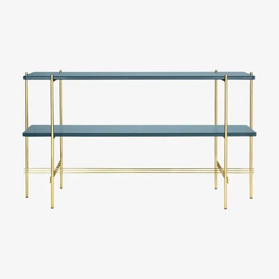 The Conran Shop TS Console Double Rack Brass Base Glass Top