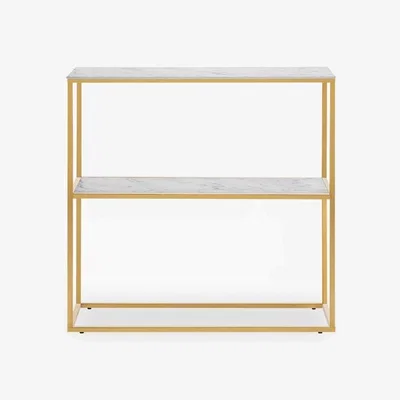 Cult Furniture £30 Off Alisma Console Table, White Marbled Glass & Brass