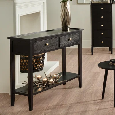 Dunelm Pacific Chelmsford Console Table, Black Painted Pine Black