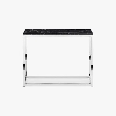 Dunelm Scala Console Table - Black Black, White and Silver