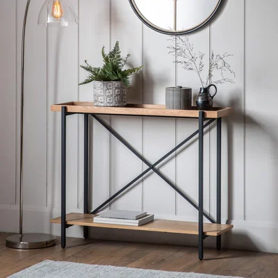 Dunelm Newark Console Table, Light Wood Brown