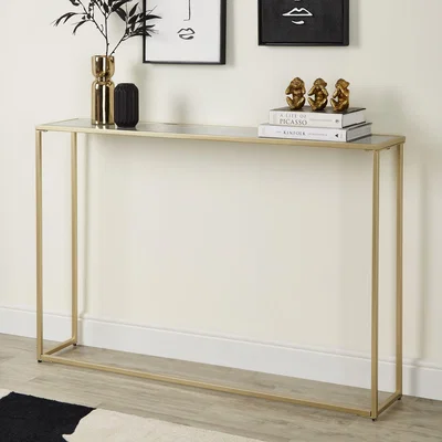 Dunelm Sullivan Gold Marble Effect Wide Slim Console Black